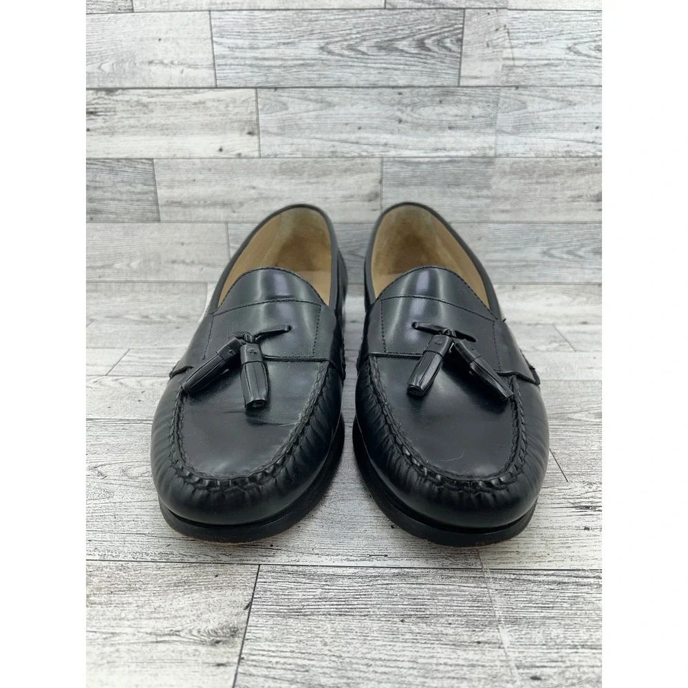 Bass Harrison Men Sz 12D Black‎ Leather Tassel Loafers Slip On Dress Shoes
